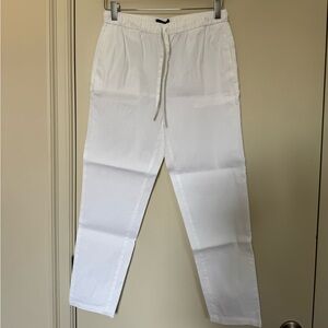 Theory White Linen Drawstring Trousers XS